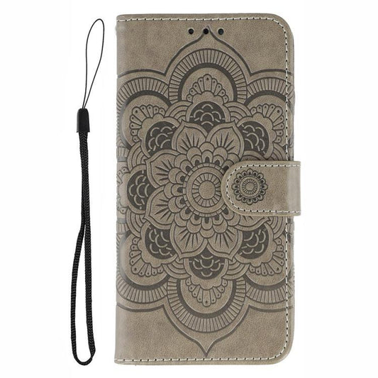 For iPhone Air Sun Mandala Embossing Leather Phone Case(Grey) - iPhone Air Cases by buy2fix | Online Shopping UK | buy2fix