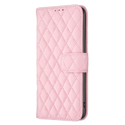 For Motorola Moto G Play 2024 Diamond Lattice Wallet Flip Leather Phone Case(Pink) by buy2fix
