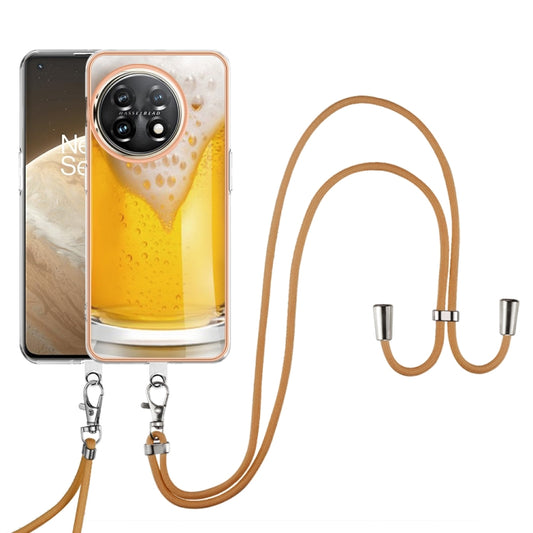 For OnePlus 11 Electroplating Dual-side IMD Phone Case with Lanyard(Draft Beer) by buy2fix