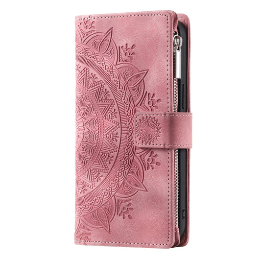 For Samsung Galaxy S23 5G Multi-Card Totem Zipper Leather Phone Case(Pink) by buy2fix