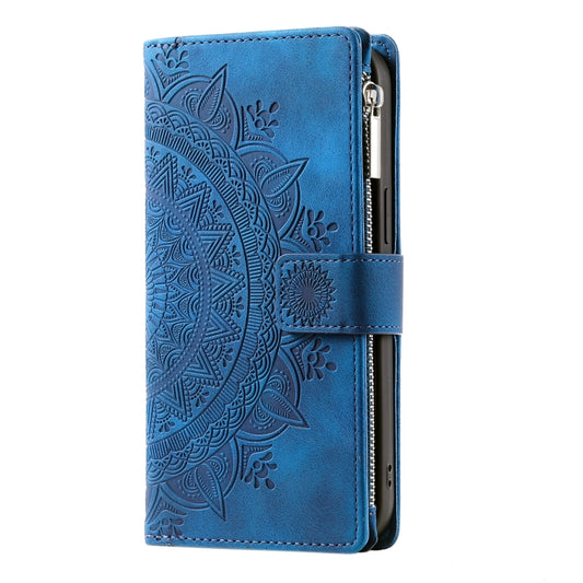 For Samsung Galaxy S21 5G Multi-Card Totem Zipper Leather Phone Case(Blue) by buy2fix