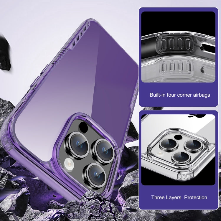 For iPhone 15 iPAKY YG Series Transparent PC+TPU Phone Case(Transparent Purple) - iPhone 15 Cases by iPAKY | Online Shopping UK | buy2fix