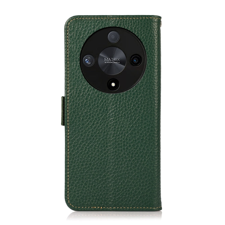 For Honor X9B KHAZNEH Side-Magnetic Litchi Genuine Leather RFID Phone Case(Green) - Honor Cases by buy2fix | Online Shopping UK | buy2fix
