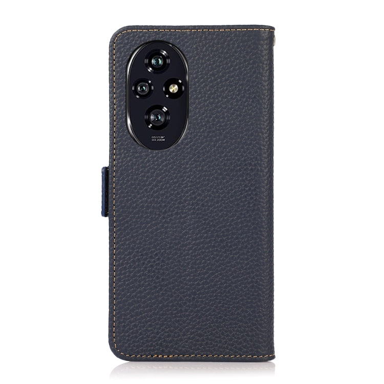 For Honor 200 KHAZNEH Side-Magnetic Litchi Genuine Leather RFID Phone Case(Blue) - Honor Cases by buy2fix | Online Shopping UK | buy2fix