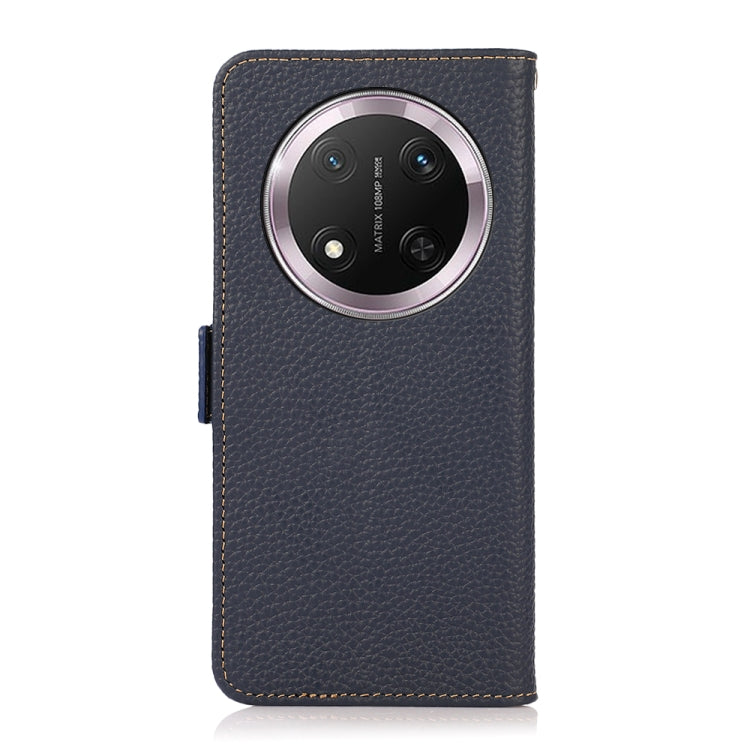 For Honor X9c KHAZNEH Side-Magnetic Litchi Genuine Leather RFID Phone Case(Blue) - Honor Cases by buy2fix | Online Shopping UK | buy2fix