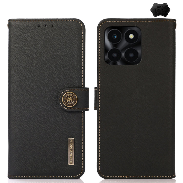 For Honor X6A KHAZNEH Custer Genuine Leather RFID Phone Case(Black) - Honor Cases by buy2fix | Online Shopping UK | buy2fix