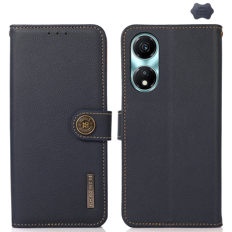 For Honor X5 Plus KHAZNEH Custer Genuine Leather RFID Phone Case(Blue) - Honor Cases by buy2fix | Online Shopping UK | buy2fix