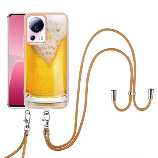 For Xiaomi 13 Lite 5G Electroplating Dual-side IMD Phone Case with Lanyard(Draft Beer) by buy2fix