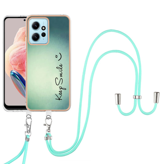 For Xiaomi Redmi Note 12 4G Electroplating Dual-side IMD Phone Case with Lanyard(Smile) by buy2fix