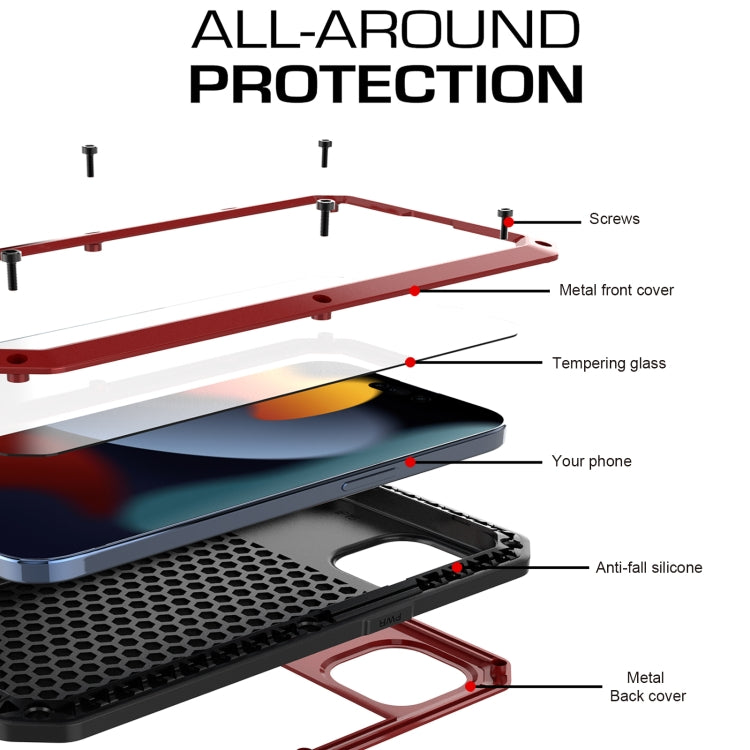 For iPhone 15 Shockproof Life Waterproof Dust-proof Metal + Silicone Phone Case(Red) - iPhone 15 Cases by buy2fix | Online Shopping UK | buy2fix