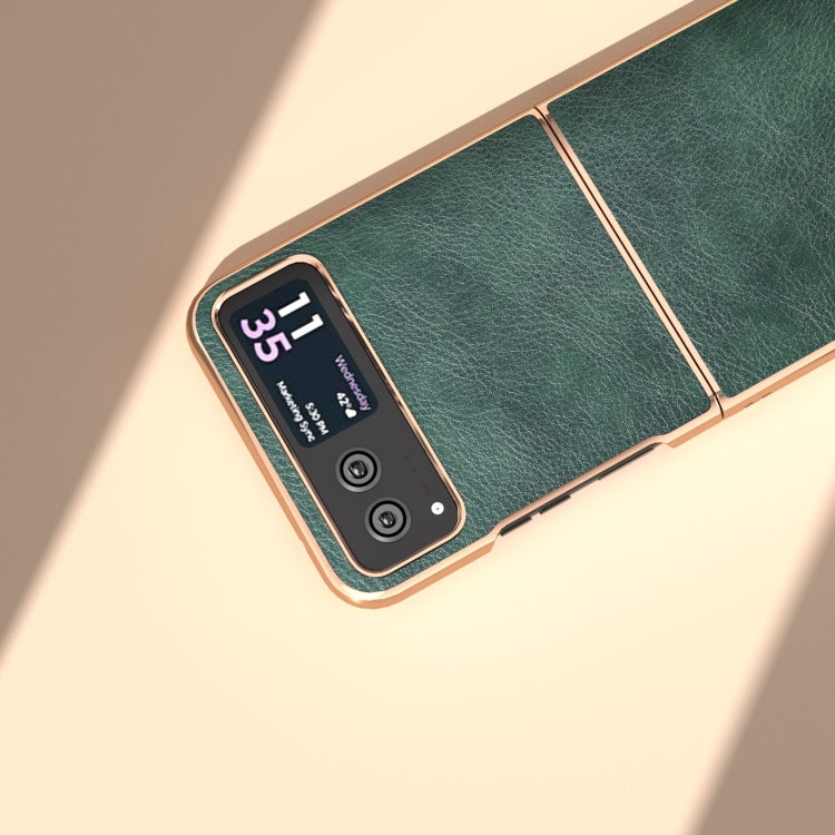 For Motorola Razr 40 Nano Electroplating Dual Color Lichi Texture PU Phone Case(Green) by buy2fix