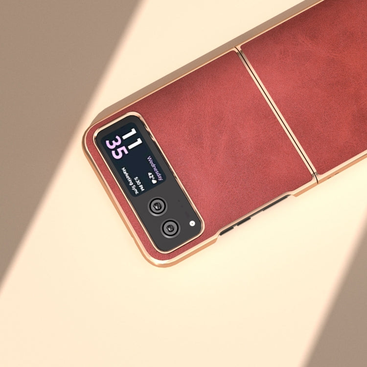 For Motorola Razr 40 Nano Electroplating Dual Color Cowhide Texture Protective Phone Case(Red) by buy2fix