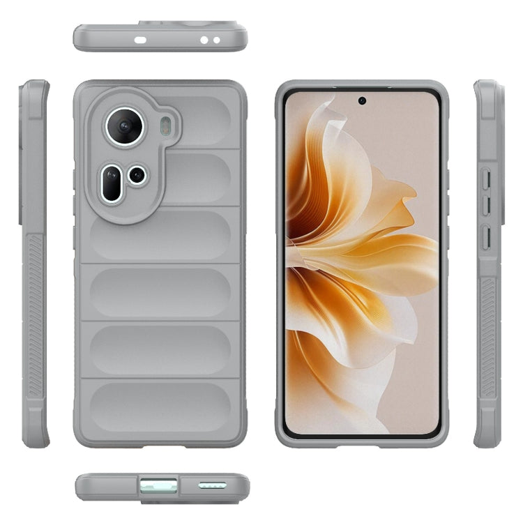 For OPPO Reno11 5G Global Magic Shield TPU + Flannel Phone Case(Grey) - OPPO Cases by buy2fix | Online Shopping UK | buy2fix