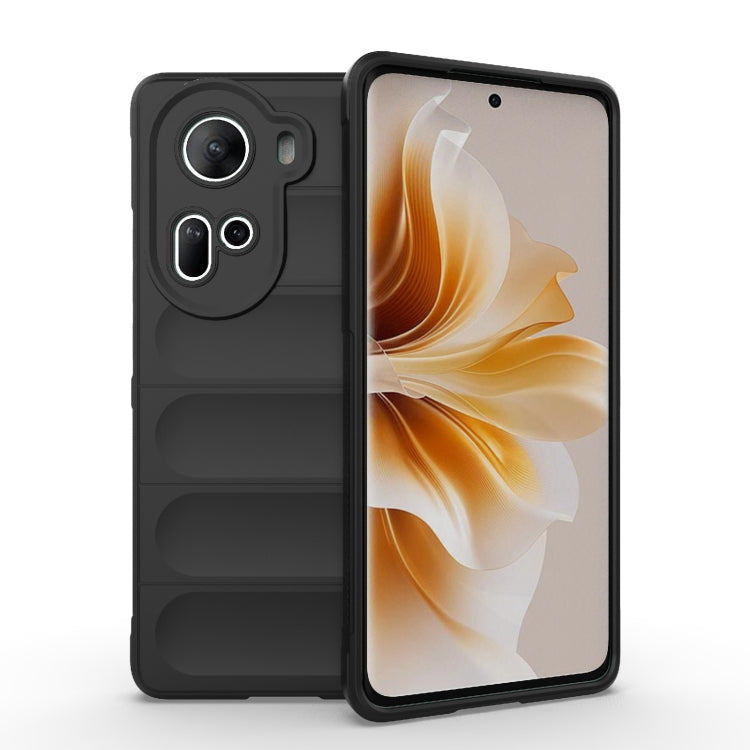 For OPPO Reno11 5G Global Magic Shield TPU + Flannel Phone Case(Black) - OPPO Cases by buy2fix | Online Shopping UK | buy2fix