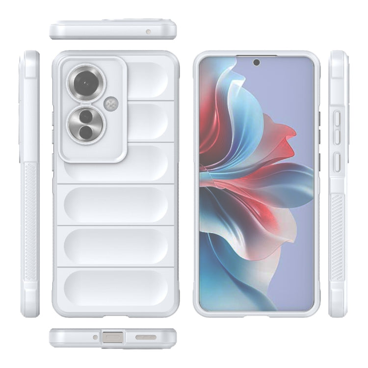 For OPPO Reno11 F 5G Global Magic Shield TPU + Flannel Phone Case(White) - OPPO Cases by buy2fix | Online Shopping UK | buy2fix