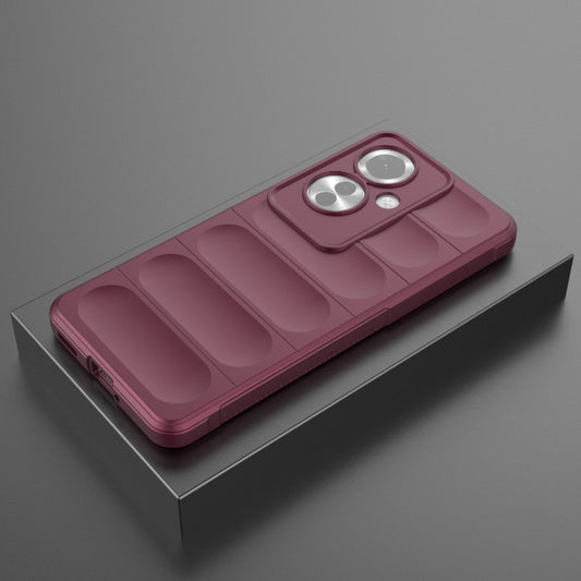 For OPPO Reno11 F 5G Global Magic Shield TPU + Flannel Phone Case(Wine Red) by buy2fix