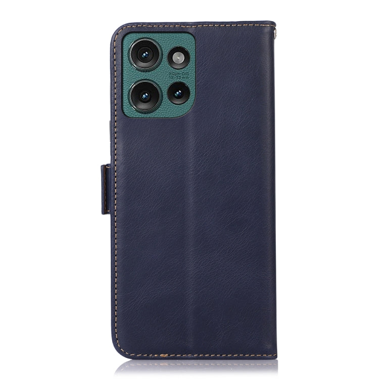 For Motorola Edge 50 Neo Magnetic Crazy Horse Texture Genuine Leather Phone Case(Blue) - Motorola Cases by buy2fix | Online Shopping UK | buy2fix