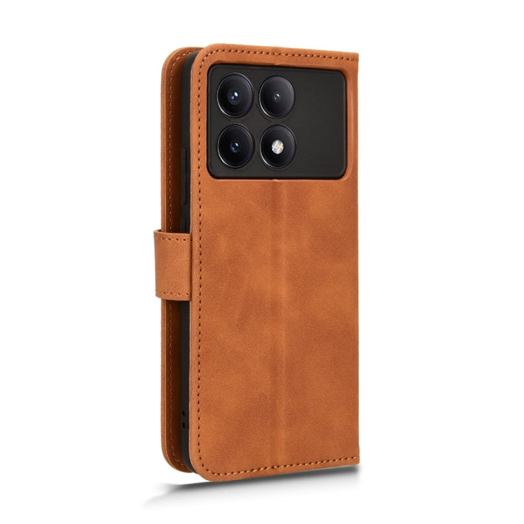 For Xiaomi Redmi K70 / K70 Pro Skin Feel Magnetic Flip Leather Phone Case(Brown) - Xiaomi Cases by buy2fix | Online Shopping UK | buy2fix
