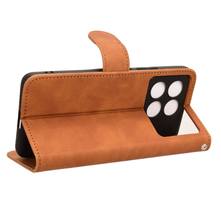 For Xiaomi Redmi K70 / K70 Pro Skin Feel Magnetic Flip Leather Phone Case(Brown) - Xiaomi Cases by buy2fix | Online Shopping UK | buy2fix