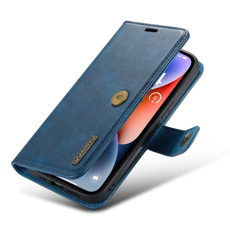 For iPhone 15 Plus DG.MING Crazy Horse Texture Detachable Magnetic Leather Phone Case(Blue) by DG.MING