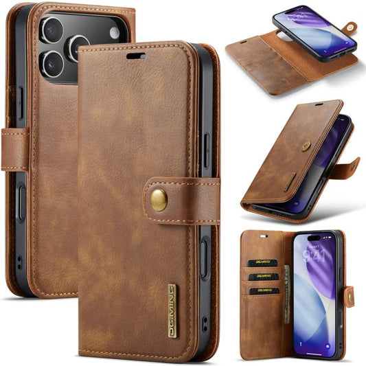 For iPhone 17 Pro Max DG.MING Crazy Horse Texture Detachable Magnetic Leather Phone Case(Brown) - iPhone 17 Pro Max Cases by DG.MING | Online Shopping UK | buy2fix