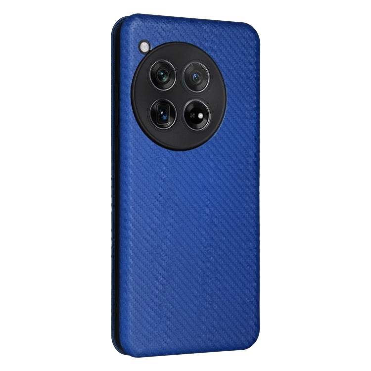For OnePlus 12 Carbon Fiber Texture Flip Leather Phone Case(Blue) - OnePlus Cases by buy2fix | Online Shopping UK | buy2fix