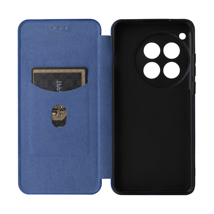 For OnePlus 12 Carbon Fiber Texture Flip Leather Phone Case(Blue) - OnePlus Cases by buy2fix | Online Shopping UK | buy2fix
