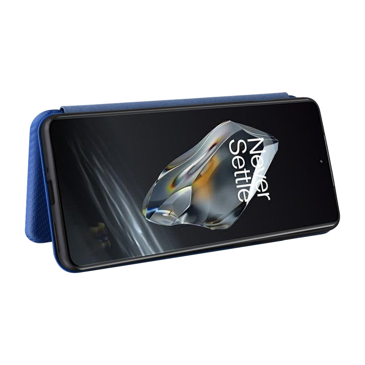 For OnePlus 12 Carbon Fiber Texture Flip Leather Phone Case(Blue) - OnePlus Cases by buy2fix | Online Shopping UK | buy2fix