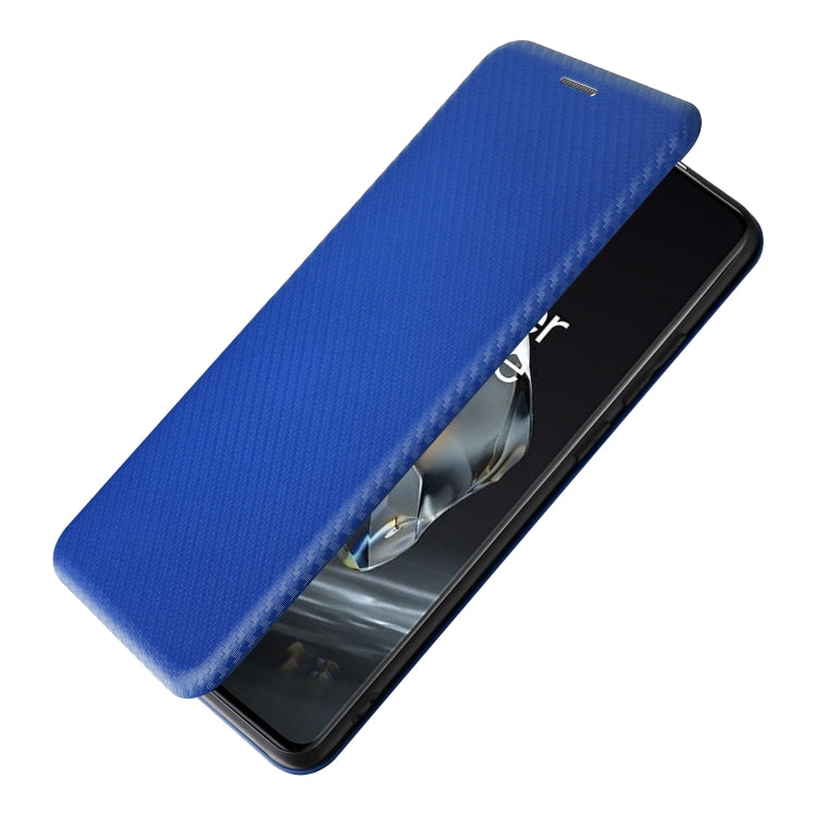 For OnePlus 12 Carbon Fiber Texture Flip Leather Phone Case(Blue) - OnePlus Cases by buy2fix | Online Shopping UK | buy2fix