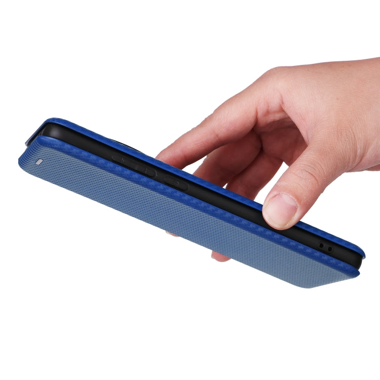 For OnePlus 12 Carbon Fiber Texture Flip Leather Phone Case(Blue) - OnePlus Cases by buy2fix | Online Shopping UK | buy2fix