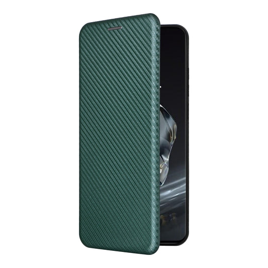 For OnePlus 12 Carbon Fiber Texture Flip Leather Phone Case(Green) by buy2fix
