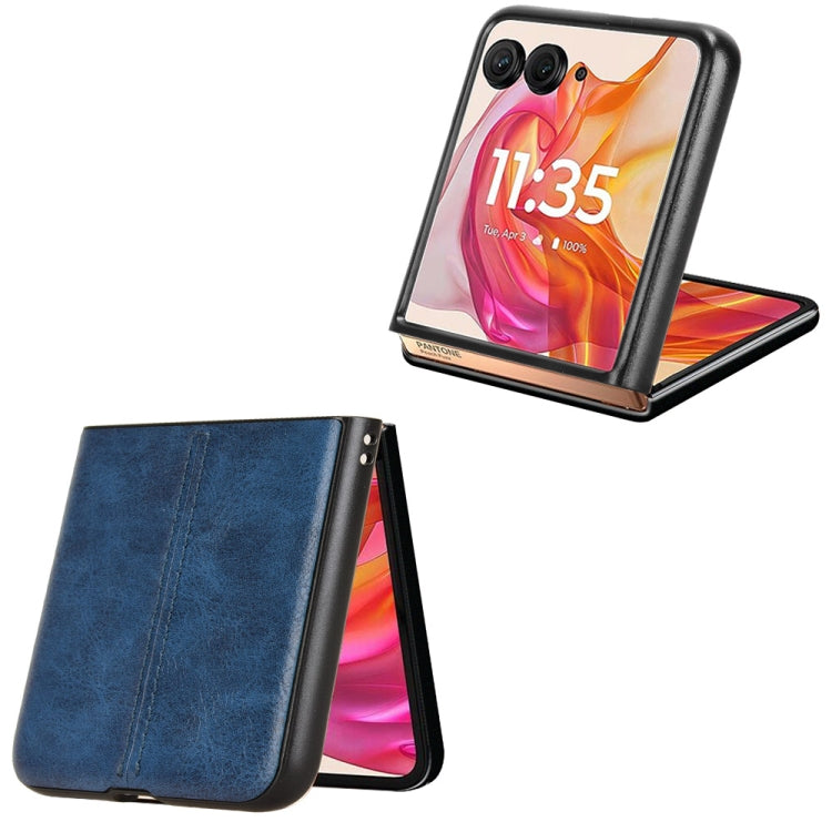 For Motorola Razr 50 Ultra Cow Pattern Sewing Back Cover Phone Case(Blue) by buy2fix