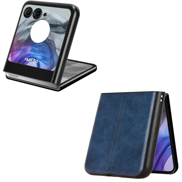 For Motorola Razr 50 Cow Pattern Sewing Back Cover Phone Case(Blue) by buy2fix