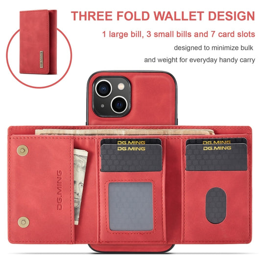 For iPhone 15 Plus DG.MING M1 Series 3-Fold Multi Card Wallet Leather Phone Case(Red) by DG.MING