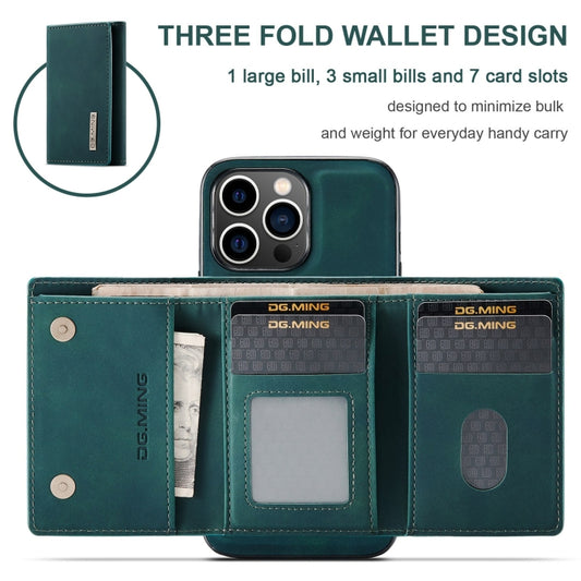 For iPhone 15 Pro Max DG.MING M1 Series 3-Fold Multi Card Wallet Leather Phone Case(Green) by DG.MING