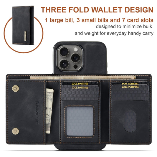 For iPhone 16 Pro DG.MING M1 Series 3-Fold Multi Card Wallet Leather Phone Case(Black) by DG.MING
