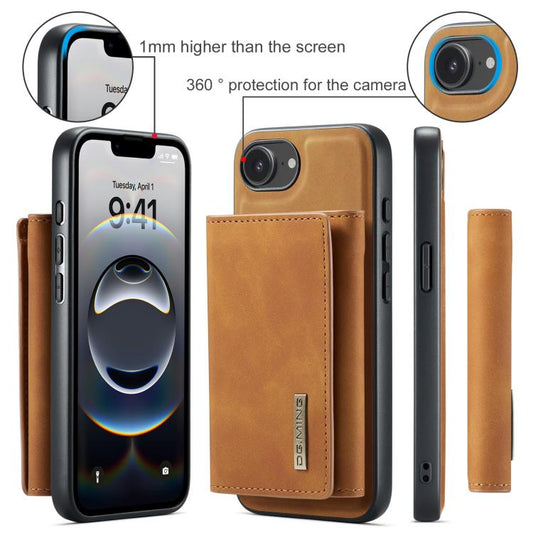 For iPhone 16e DG.MING M1 Series 3-Fold Multi Card Wallet Leather Phone Case(Brown) - iPhone 16e Cases by DG.MING | Online Shopping UK | buy2fix