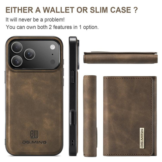 For iPhone 17 Pro DG.MING M1 Series 3-Fold Multi Card Wallet Leather Phone Case(Coffee) - iPhone 17 Pro Cases by DG.MING | Online Shopping UK | buy2fix