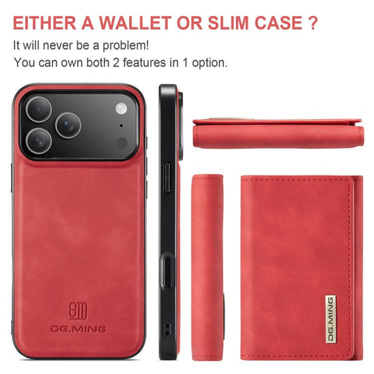 For iPhone 17 Pro DG.MING M1 Series 3-Fold Multi Card Wallet Leather Phone Case(Red) - iPhone 17 Pro Cases by DG.MING | Online Shopping UK | buy2fix