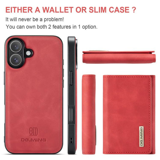 For iPhone 17 DG.MING M1 Series 3-Fold Multi Card Wallet Leather Phone Case(Red) - iPhone 17 Cases by DG.MING | Online Shopping UK | buy2fix