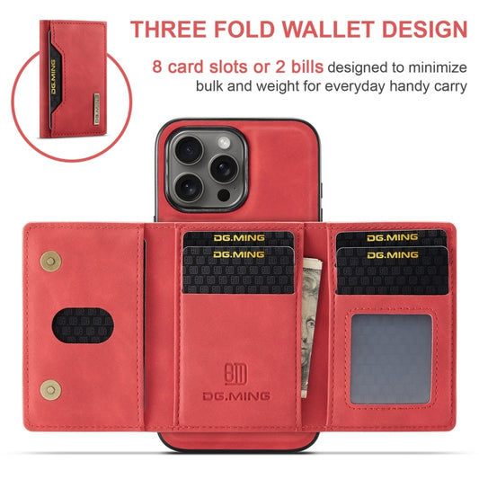 For iPhone 16 Pro Max DG.MING M2 Series 3-Fold Card Bag Wallet Leather Phone Case(Red) by DG.MING