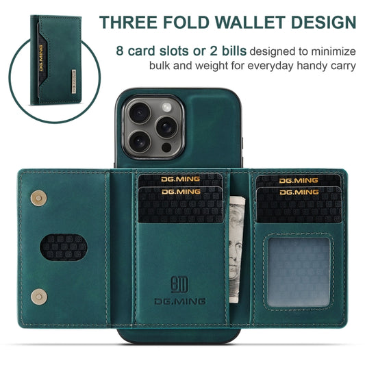 For iPhone 16 Pro DG.MING M2 Series 3-Fold Card Bag Wallet Leather Phone Case(Green) by DG.MING
