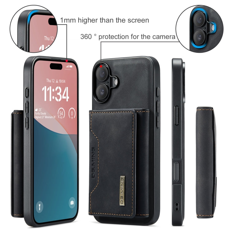 For iPhone 16 Plus DG.MING M2 Series 3-Fold Card Bag Wallet Leather Phone Case(Black) by DG.MING
