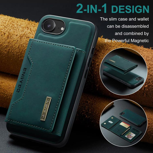 For iPhone 16e DG.MING M2 Series 3-Fold Card Bag Wallet Leather Phone Case(Green) - iPhone 16e Cases by DG.MING | Online Shopping UK | buy2fix