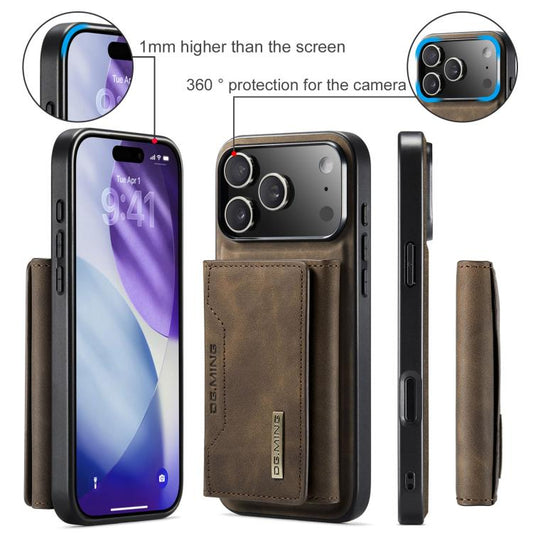 For iPhone 17 Pro DG.MING M2 Series 3-Fold Card Bag Wallet Leather Phone Case(Coffee) - iPhone 17 Pro Cases by DG.MING | Online Shopping UK | buy2fix