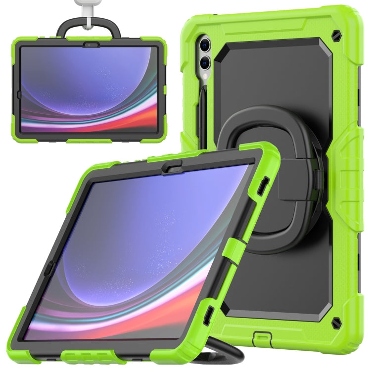 For Samsung Galaxy Tab S9+ / S10+ D Type Silicone Hybrid PC Tablet Case with Handle Holder(Yellow Green) - Galaxy Tab S9+ Cases by buy2fix | Online Shopping UK | buy2fix