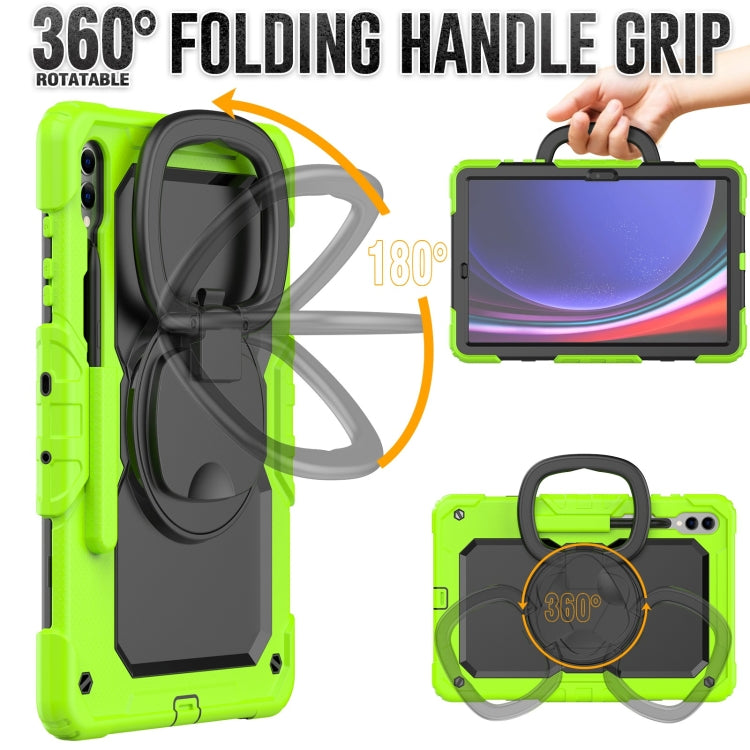 For Samsung Galaxy Tab S9+ / S10+ D Type Silicone Hybrid PC Tablet Case with Handle Holder(Yellow Green) - Galaxy Tab S9+ Cases by buy2fix | Online Shopping UK | buy2fix