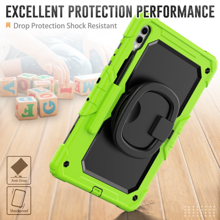 For Samsung Galaxy Tab S9+ / S10+ D Type Silicone Hybrid PC Tablet Case with Handle Holder(Yellow Green) - Galaxy Tab S9+ Cases by buy2fix | Online Shopping UK | buy2fix