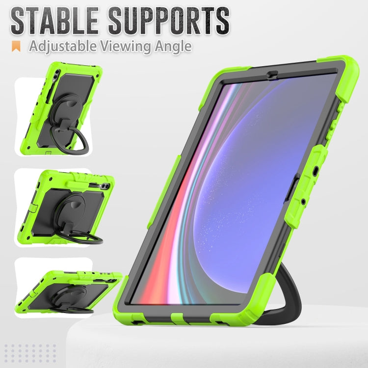 For Samsung Galaxy Tab S9+ / S10+ D Type Silicone Hybrid PC Tablet Case with Handle Holder(Yellow Green) - Galaxy Tab S9+ Cases by buy2fix | Online Shopping UK | buy2fix