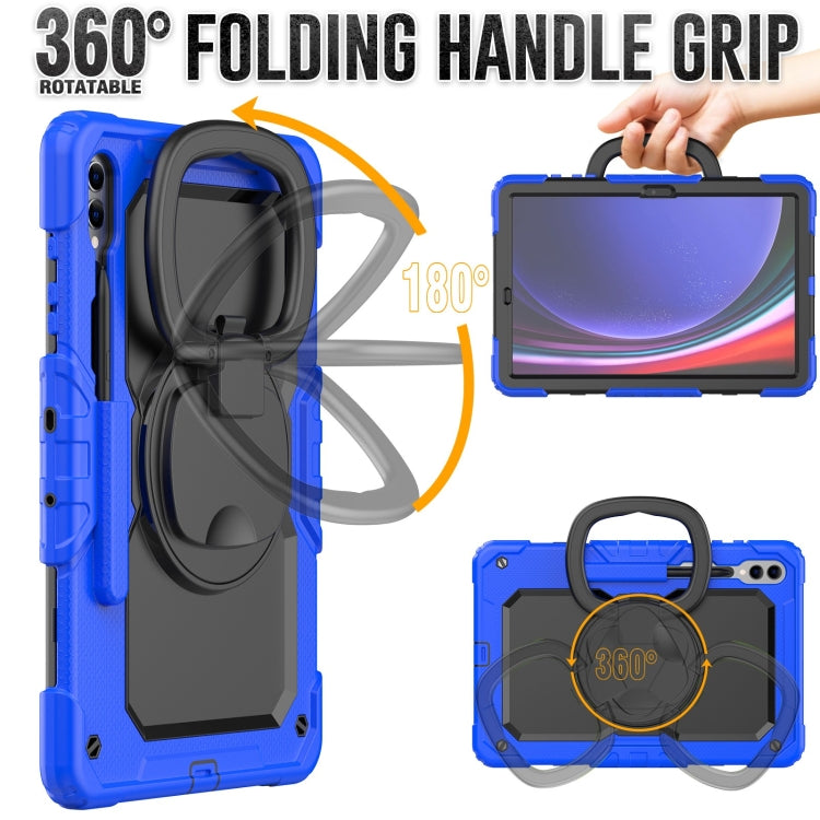 For Samsung Galaxy Tab S9+ / S10+ D Type Silicone Hybrid PC Tablet Case with Handle Holder(Blue) - Galaxy Tab S9+ Cases by buy2fix | Online Shopping UK | buy2fix
